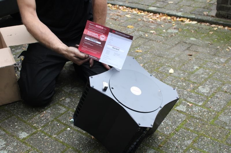 Schoorsteenkap met een certificaat